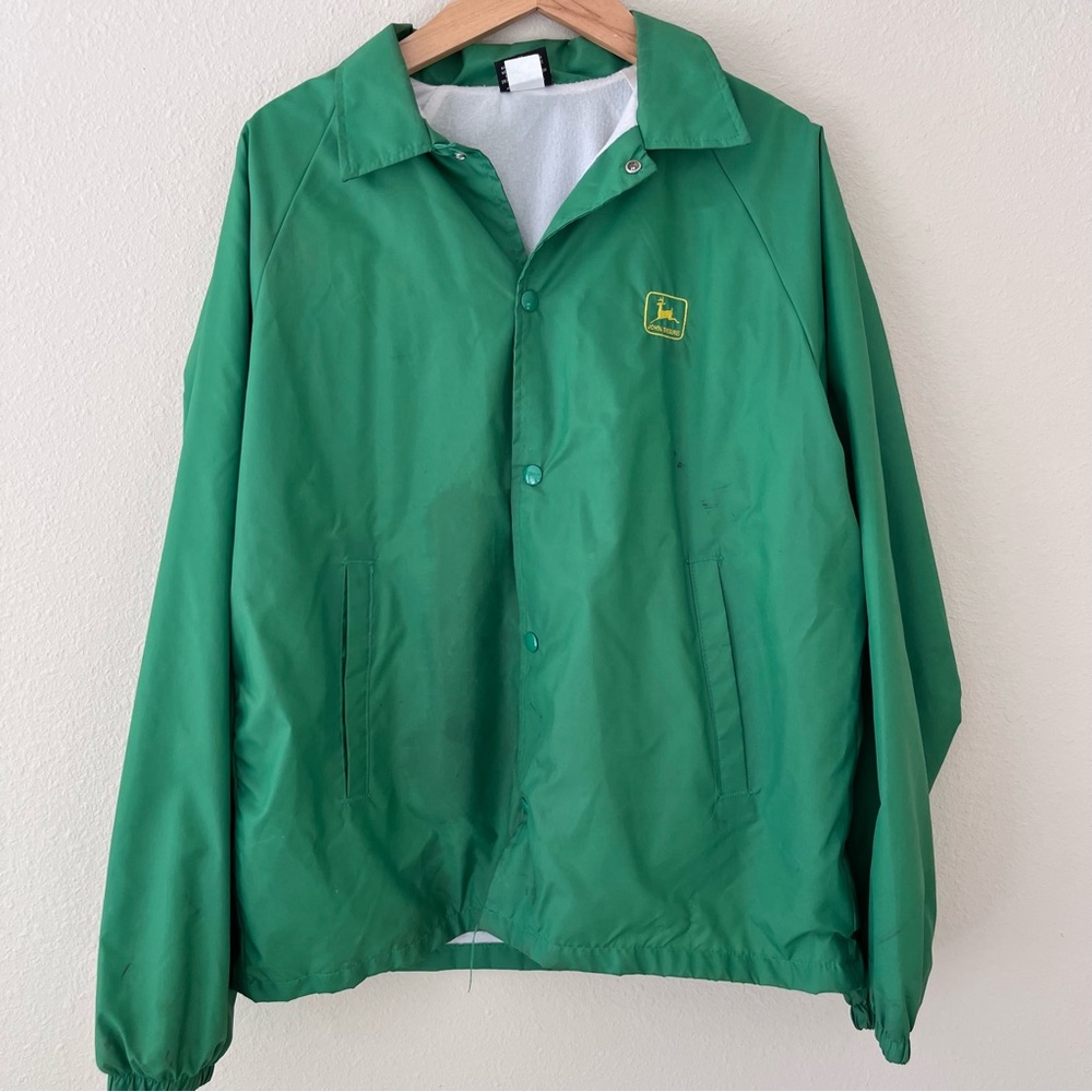 VTG John Deere Americas Finest Jacket Size Medium‎ Nylon Snap Up USA